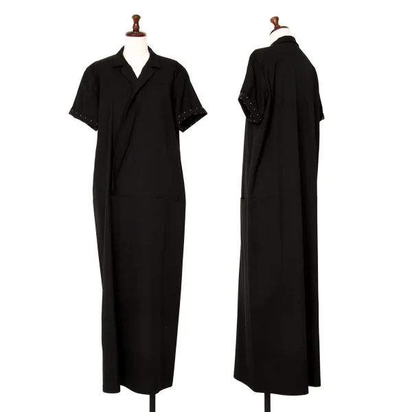 Y's Wool Gabardine Cachecoeur Dress Black 3 K-124826_001