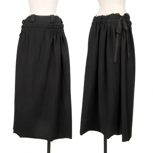 Y's Wool Nylon Wrap Skirt Pants Black 3 K-124836_001