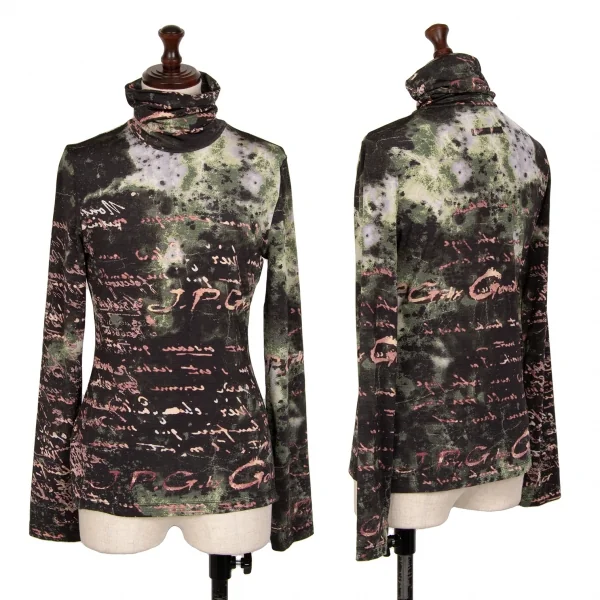 Jean-Paul GAULTIER PARIS Lettering Logo Turtleneck T Shirt Green,Black 40 K-124838_001
