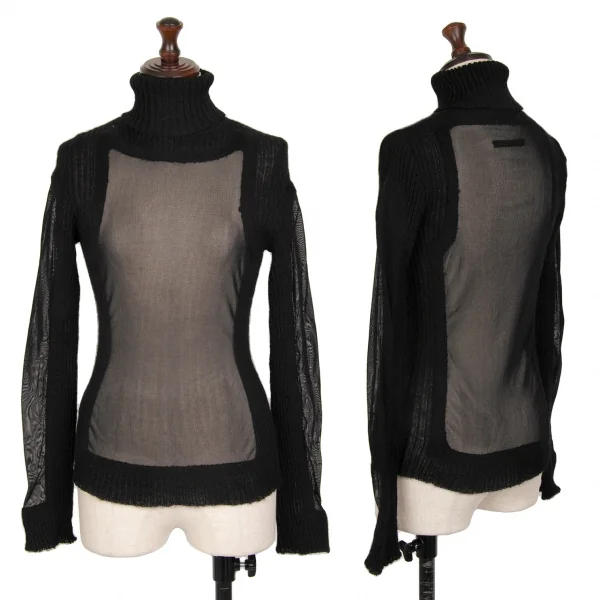 Jean-Paul GAULTIER FEMME Mesh Switching Knit Sweater Black 40 K-124843_001