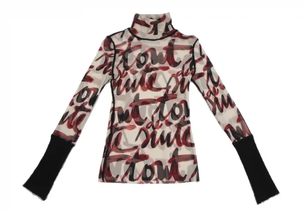 Jean-Paul GAULTIER FEMME Lettering Printed Mesh T Shirt K-124844_002