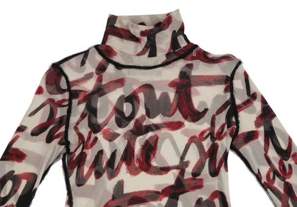 Jean-Paul GAULTIER FEMME Lettering Printed Mesh T Shirt K-124844_003