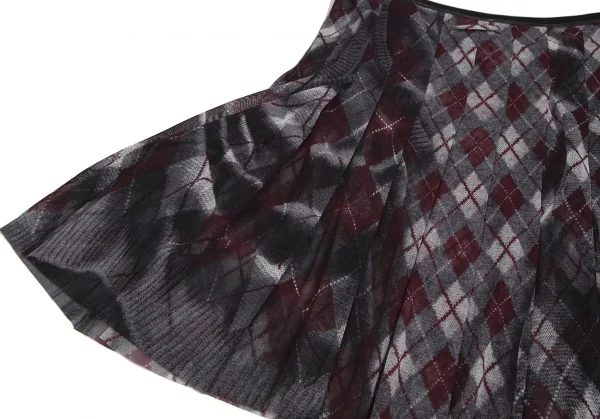 Jean-Paul GAULTIER FEMME Argyle Turtleneck Mesh Wrap Skirt K-124846_011