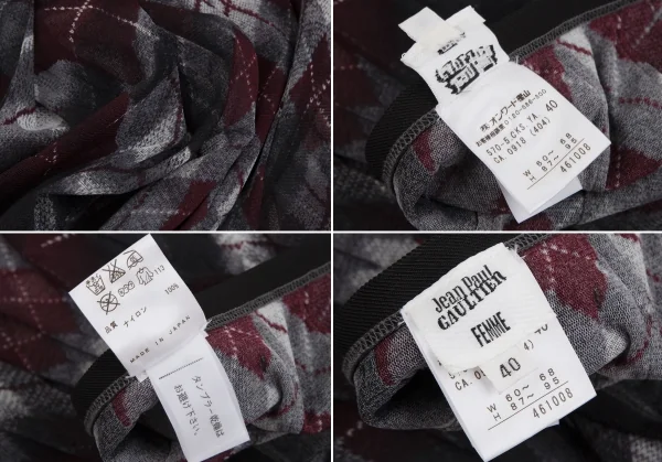 Jean-Paul GAULTIER FEMME Argyle Turtleneck T Shirt & Skirt K-124847_019
