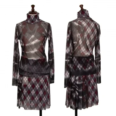 Jean-Paul GAULTIER FEMME Argyle Turtleneck T Shirt & Skirt