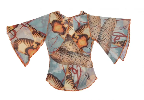 Jean-Paul GAULTIER FEMME Printed Mesh Scarf Sleeve T Shirt K-124848_011