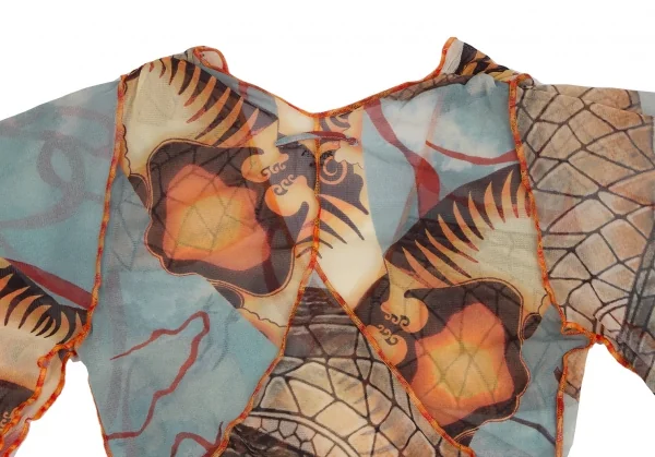 Jean-Paul GAULTIER FEMME Printed Mesh Scarf Sleeve T Shirt K-124848_012