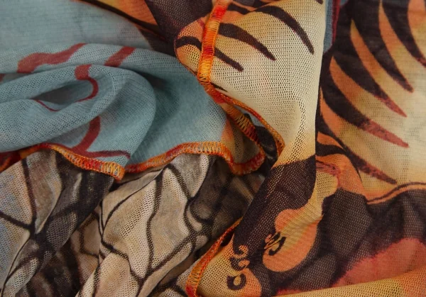 Jean-Paul GAULTIER FEMME Printed Mesh Scarf Sleeve T Shirt K-124848_015