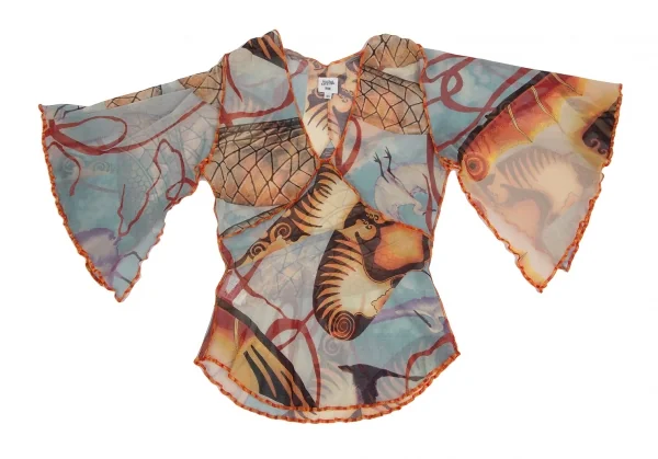 Jean-Paul GAULTIER FEMME Printed Mesh Scarf Sleeve T Shirt K-124848_002