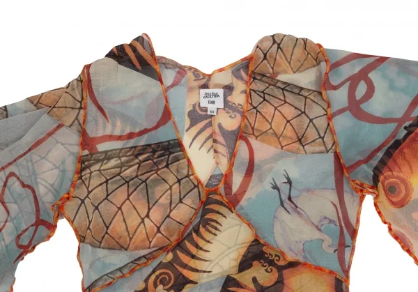Jean-Paul GAULTIER FEMME Printed Mesh Scarf Sleeve T Shirt K-124848_003