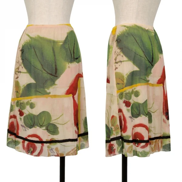 Jean-Paul GAULTIER FEMME Printed Mesh Skirt Beige,Multi-Color 40 K-124849_001