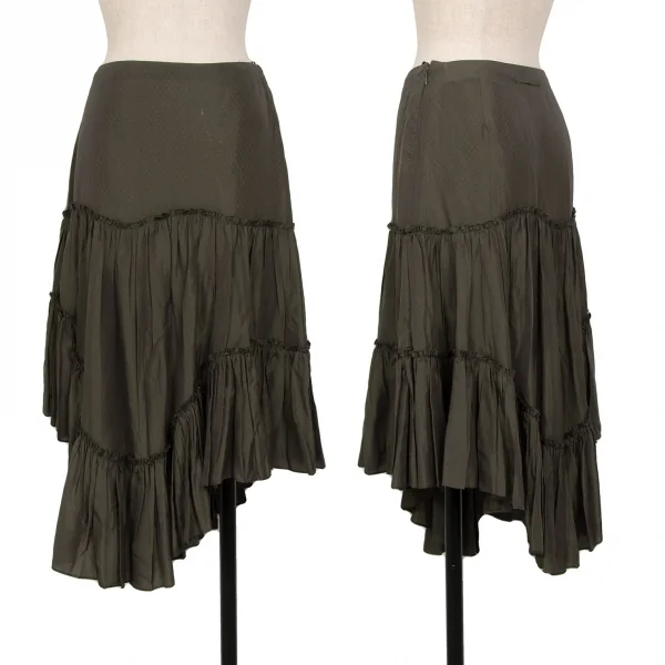 Jean-Paul GAULTIER FEMME Gather Tiered Skirt Khaki-green 38 K-124850_001