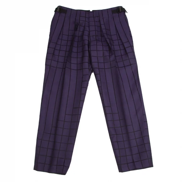 ISSEY MIYAKE MEN Random Window Pen Check Pants Purple 4 K-124891_001