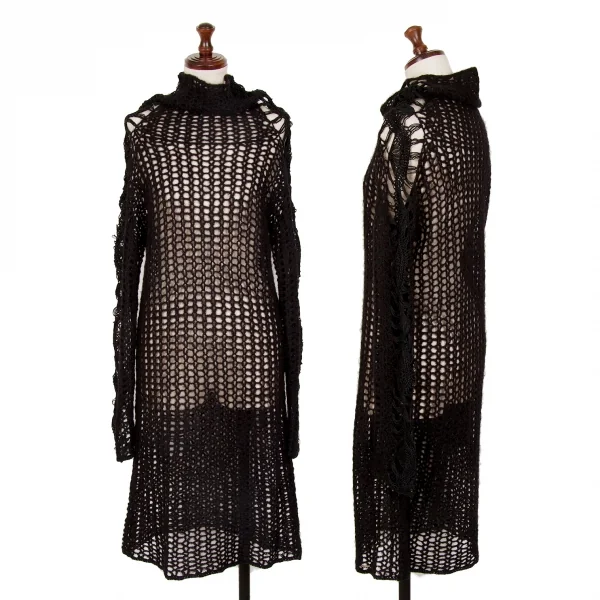DIESEL Side Switching Openwork Low Gauge Knit Dress Black S-M K-124921_001