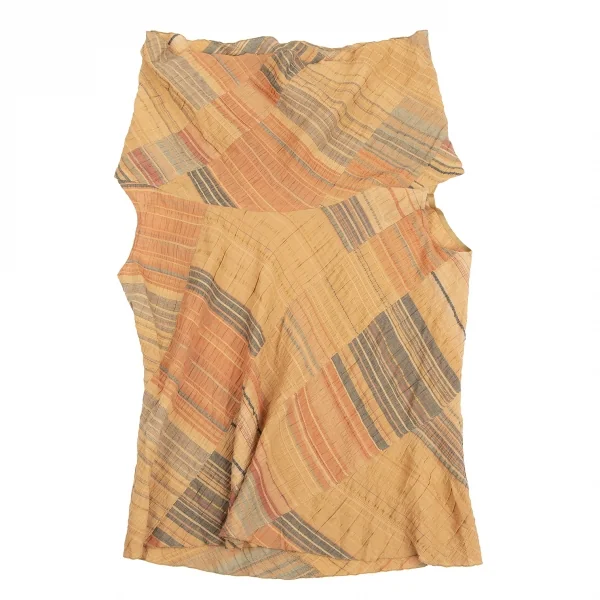 JURGEN LEHL Shirring Stripe Switching Sleeveless Shirt K-124922_002