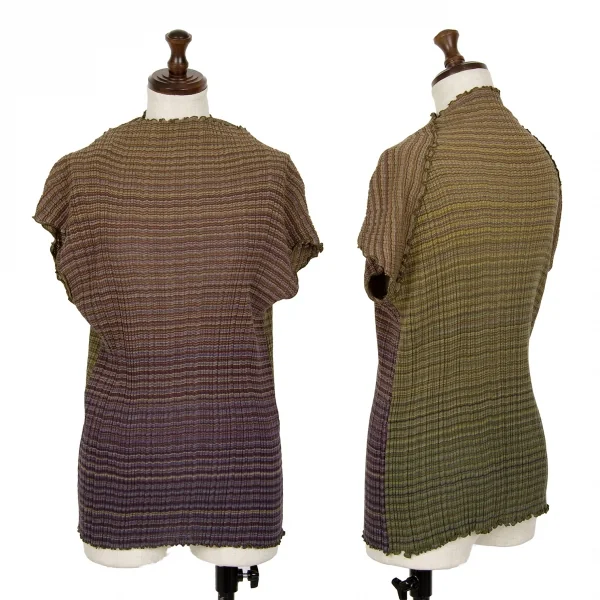 JURGEN LEHL Stripe Rib Knit Sleeveless Shirt Brown,Multi-Color M K-124923_001