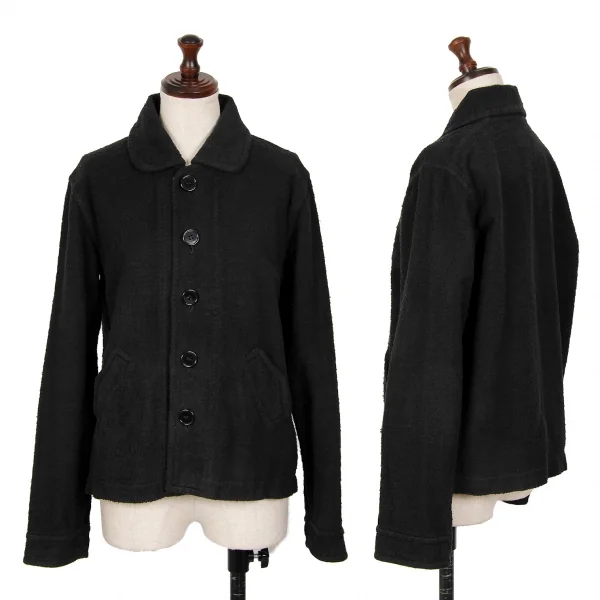tricot COMME des GARCONS Dyed Cotton Shaggy Round Collar Jacket Black M K-124927_001