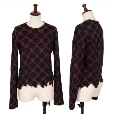 JUNYA WATANABE Floral Lattice Hem Distressed Knit Sweater