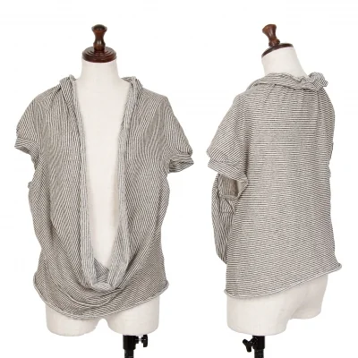 Y's Drape Neck Striped Sleeveless Shirt