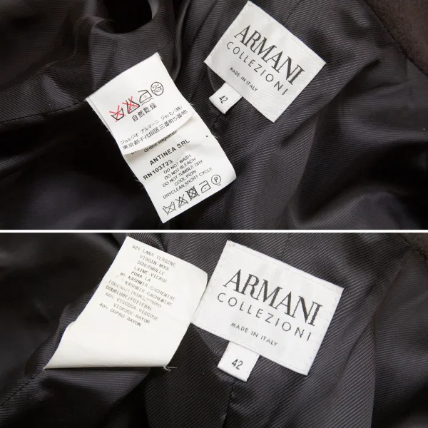 アルマーニコレツィオーニARMANI COLLEZIONI カシミヤ混ガウンコート 茶42 K-124989_020