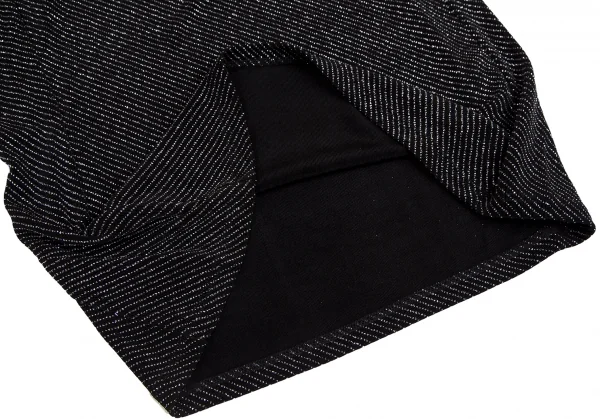 アルマーニコレツィオーニARMANI COLLEZIONI グリッターストライプフレンチスリーブTシャツ 黒42 K-124999_007