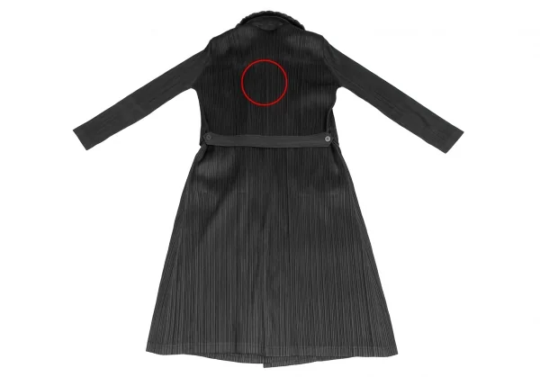 PLEATS PLEASE Detachable Fur Collar Pleated Double Coat K-125032_012