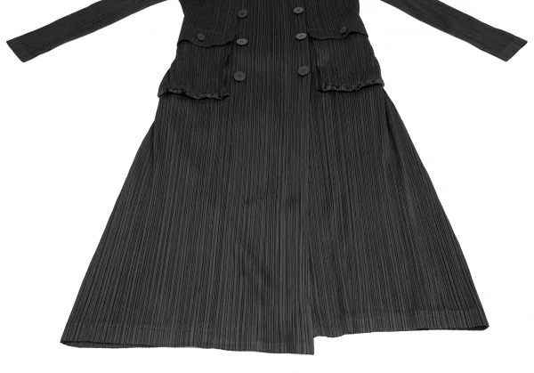 PLEATS PLEASE Detachable Fur Collar Pleated Double Coat K-125032_008