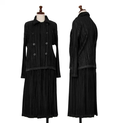 PLEATS PLEASE Shiny Pleated Double Jacket & Skirt