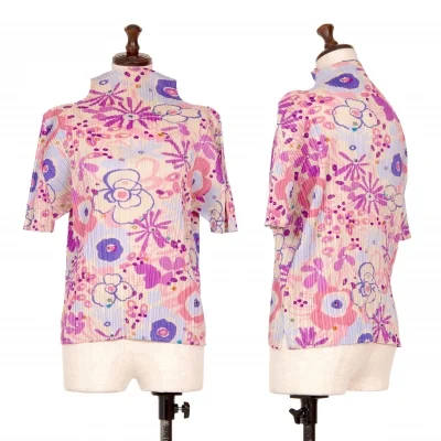 PLEATS PLEASE Floral Printed Turtle neck Top