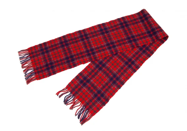 45rpm Compressed Wool Check Fringe Muffler K-125049_002