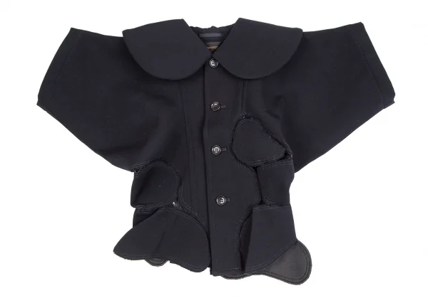 コムデギャルソンCOMME des GARCONS ウールギャバボンディング切替ショートジャケット 紺S K-125050_002
