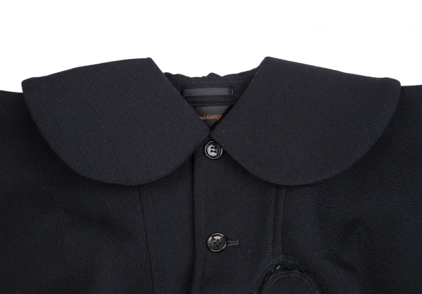 コムデギャルソンCOMME des GARCONS ウールギャバボンディング切替ショートジャケット 紺S K-125050_003