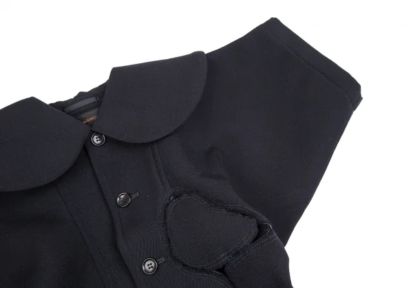 コムデギャルソンCOMME des GARCONS ウールギャバボンディング切替ショートジャケット 紺S K-125050_005