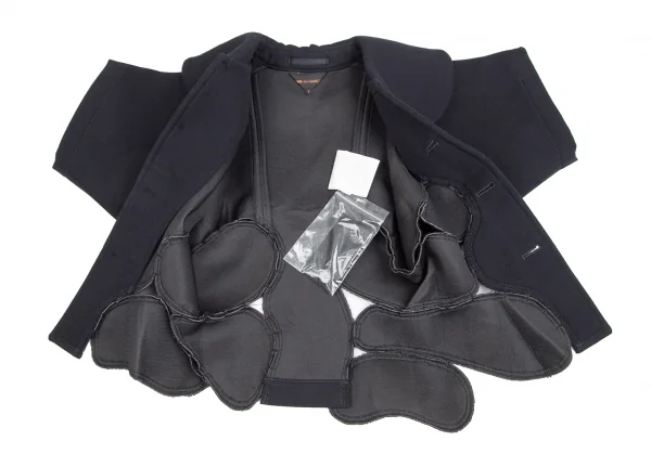 コムデギャルソンCOMME des GARCONS ウールギャバボンディング切替ショートジャケット 紺S K-125050_010