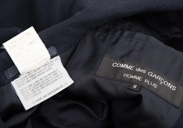 コムデギャルソン オムプリュスCOMME des GARCONS HOMME PLUS ウール裾折り返しピークドラペルジャケット 紺S K-125087_020