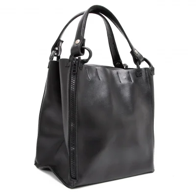 Y's Leather Side Zip Tote Bag