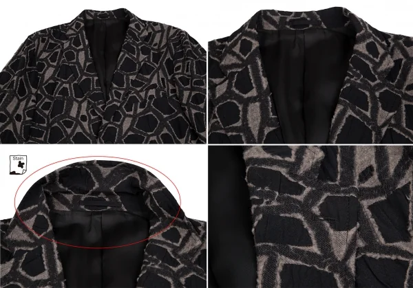 イッセイミヤケ メンISSEY MIYAKE MEN ネットカットジャガードデザインセットアップスーツ 黒グレー4 K-125121_003