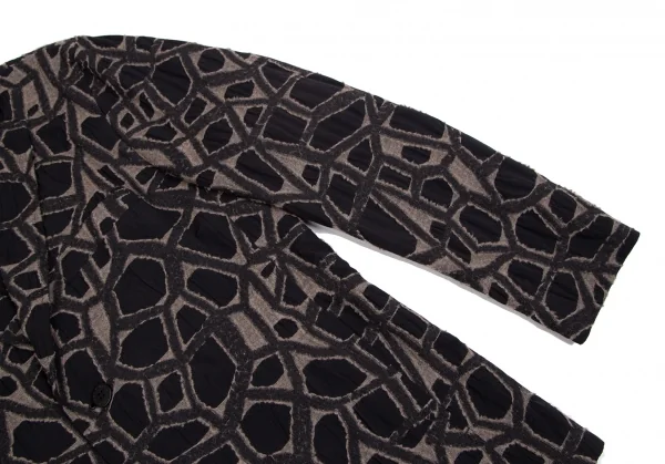 イッセイミヤケ メンISSEY MIYAKE MEN ネットカットジャガードデザインセットアップスーツ 黒グレー4 K-125121_004