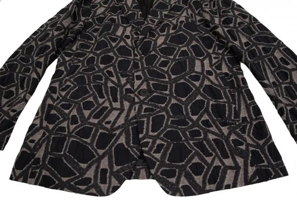 イッセイミヤケ メンISSEY MIYAKE MEN ネットカットジャガードデザインセットアップスーツ 黒グレー4 K-125121_007