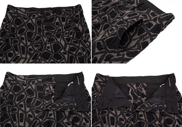 イッセイミヤケ メンISSEY MIYAKE MEN ネットカットジャガードデザインセットアップスーツ 黒グレー4 K-125121_012