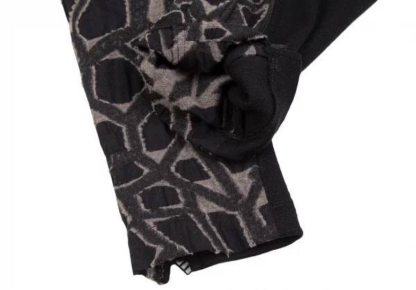 イッセイミヤケ メンISSEY MIYAKE MEN ネットカットジャガードデザインセットアップスーツ 黒グレー4 K-125121_014