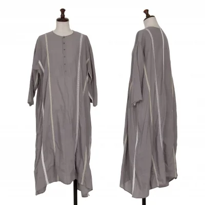 JURGEN LEHL Cotton Lace Switching Henley Neck Dress