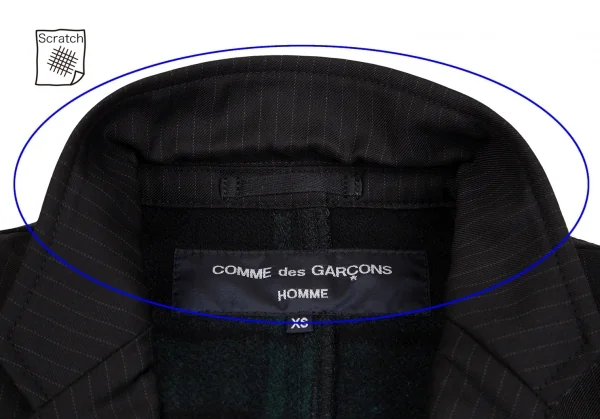 コムデギャルソン オムCOMME des GARCONS HOMME コーデュロイ切替パッカリングストライプジャケット 黒XS K-125267_003