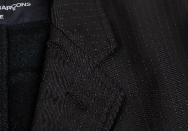 コムデギャルソン オムCOMME des GARCONS HOMME コーデュロイ切替パッカリングストライプジャケット 黒XS K-125267_004
