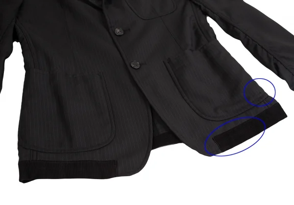 コムデギャルソン オムCOMME des GARCONS HOMME コーデュロイ切替パッカリングストライプジャケット 黒XS K-125267_010