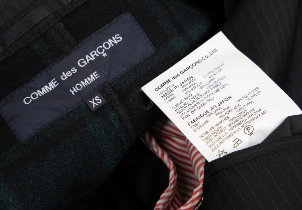 コムデギャルソン オムCOMME des GARCONS HOMME コーデュロイ切替パッカリングストライプジャケット 黒XS K-125267_019