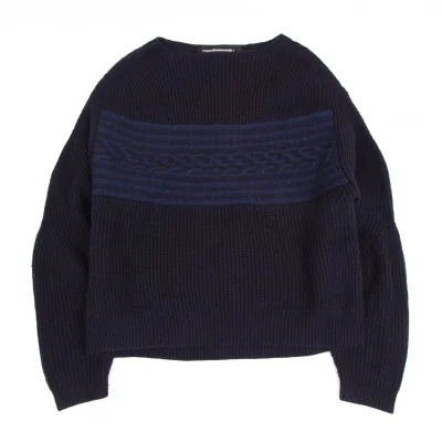 mercibeaucoup Cable Knit Switching Rib Knit Sweater