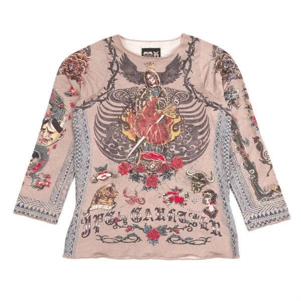 Jean Paul GAULTIER PARIS Tatoo Printed Stretch Top Multi-Color 48 K-125283_001