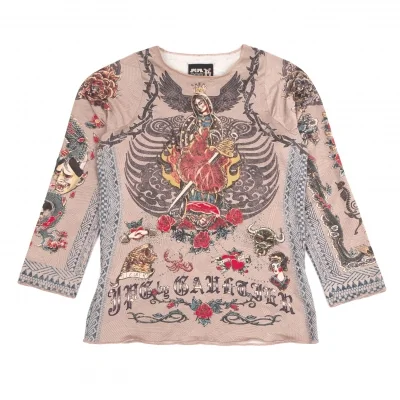 Jean Paul GAULTIER PARIS Tatoo Printed Stretch Top
