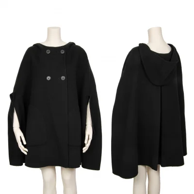 TSUMORI CHISATO Wool Nylon Hooded Double Poncho